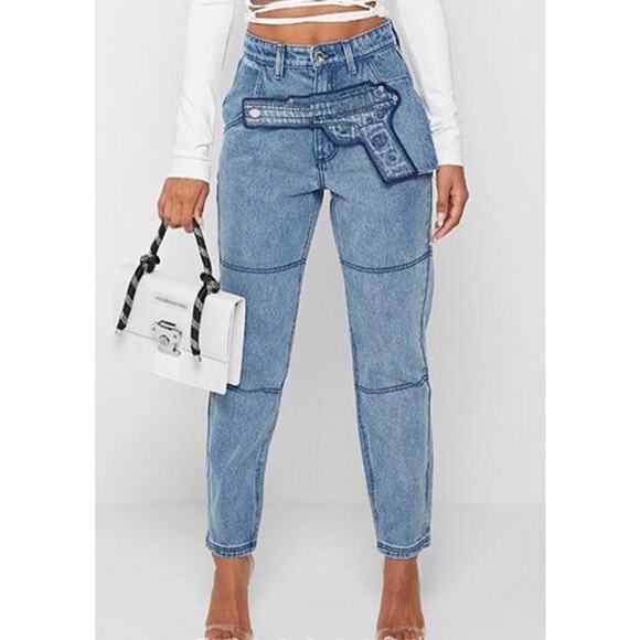 Maniere De Voir Denim - Maniere de Voir Embroidered Patch Straight Leg Jeans Women's 10